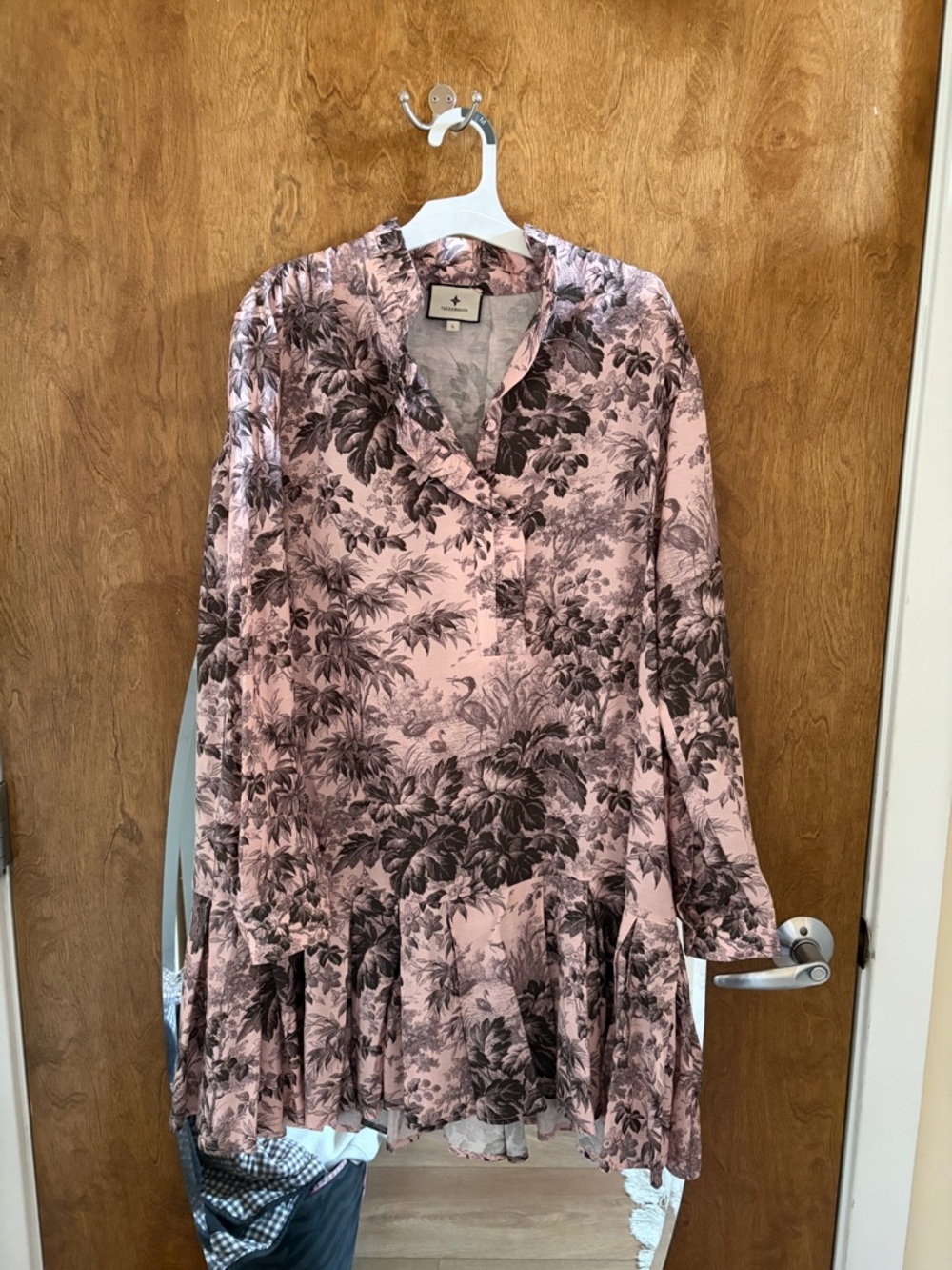 Tuckernuck Pink Floral Long-Sleeve Ruffle-Hem Mini Dress